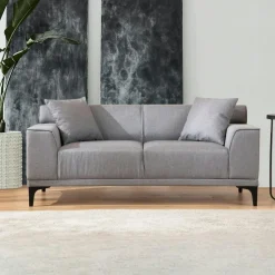 ORSAY Canapés En Tissu|Canapé 2 places gris clair - accoudoirs larges