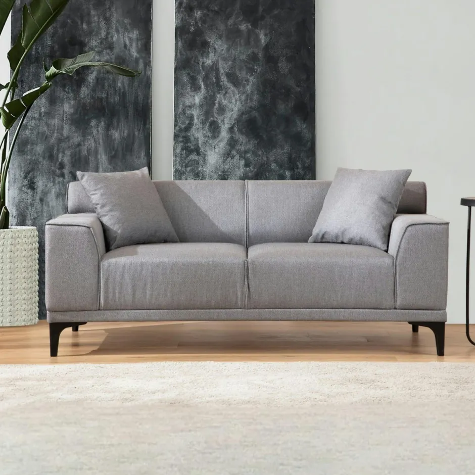 ORSAY Canapés En Tissu|Canapé 2 places gris clair - accoudoirs larges