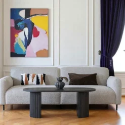 BERLIN Canapés En Tissu|Canapé 3 places gris clair en tissu bouclette