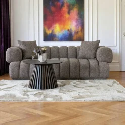 BERLIN Canapés Marron|Canapés En Tissu|Canapé 3 places marron - forme arrondie