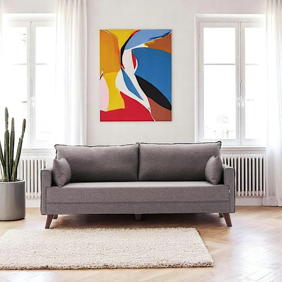 SPLIT Canapés En Tissu|Canapés 3 Places|Canapé 3 places taupe - dos droit