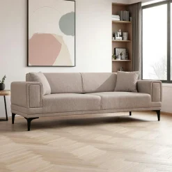 LUCCA Canapés En Tissu|Canapé 2 places taupe, accoudoirs matelassés 170 cm