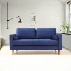 CHIBA Canapés En Tissu|Canapé 2 places velours bleu avec coussins polochons