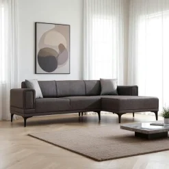 LUCCA Canapés 3 Places|Canapés D'Angle|Canapé d'angle anthracite - lit d'appoint, côté droit