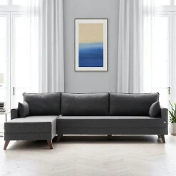SPLIT Canapés En Tissu|Canapés 3 Places|Canapé d'angle anthracite - 275 cm, côté gauche