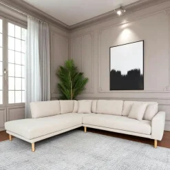 AMSTERDAM Canapés 3 Places|Canapés D'Angle|Canapé d'angle beige sable - côté droit, 290 cm