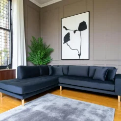 AMSTERDAM Canapés 3 Places|Canapés D'Angle|Canapé d'angle bleu nuit - côté droit, 257 cm