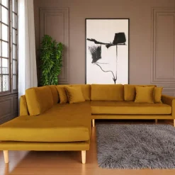 AMSTERDAM Canapés 3 Places|Canapés D'Angle|Canapé d'angle bleu nuit - côté droit, 257 cm