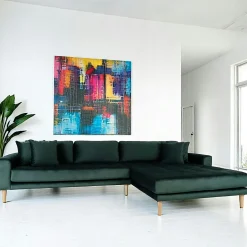 AMSTERDAM Canapés 3 Places|Canapés D'Angle|Canapé d’angle bleu nuit - velours, côté droit,