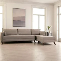 SPLIT Canapés En Tissu|Canapés 3 Places|Canapé d'angle cappuccino - 275 cm, côté droit