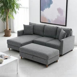 COMO Canapés 3 Places|Canapés D'Angle|Canapé d'angle convertible gris - côté gauche