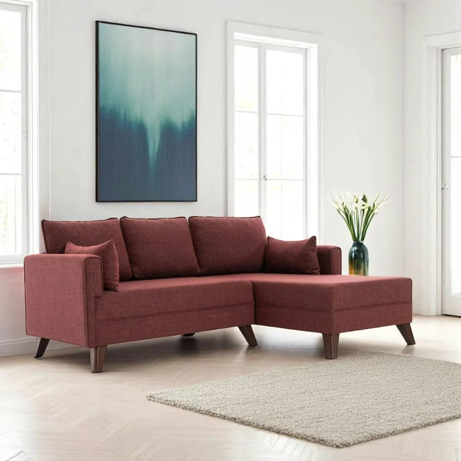 SPLIT Canapés En Tissu|Canapés 3 Places|Canapé d’angle convertible rouge chiné - côté droit