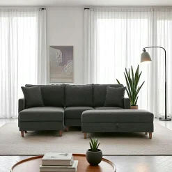 COMO Canapés 3 Places|Canapés D'Angle|Canapé d'angle convertible anthracite - côté gauche