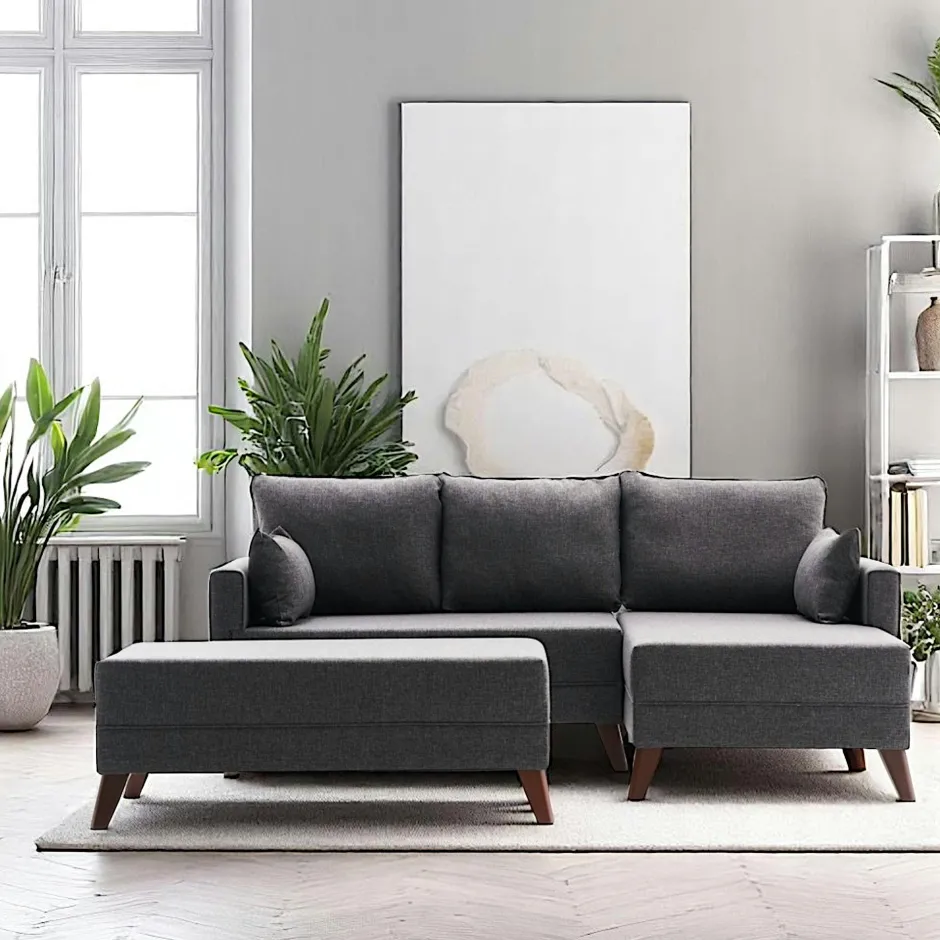 SPLIT Canapés 3 Places|Canapés Convertibles|Canapé d'angle convertible anthracite - côté droit