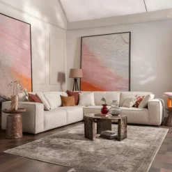 SEMPIONE Canapés 3 Places|Canapés En Tissu|Canapé d'angle en tissu blanc