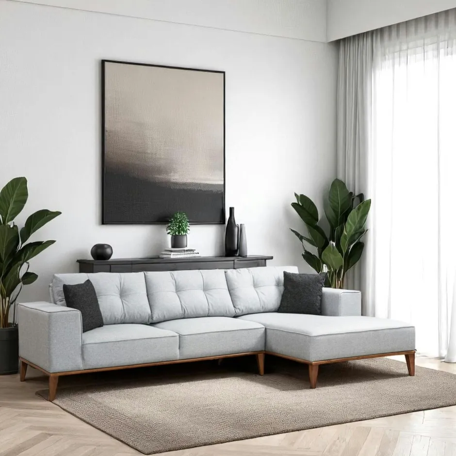 LUCCA Canapés 3 Places|Canapés D'Angle|Canapé d'angle gris - lit d'appoint, côté droit