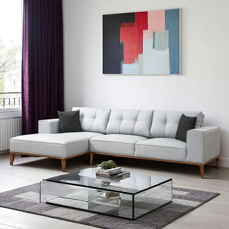 LUCCA Canapés 3 Places|Canapés D'Angle|Canapé d'angle gris - lit d'appoint, côté gauche