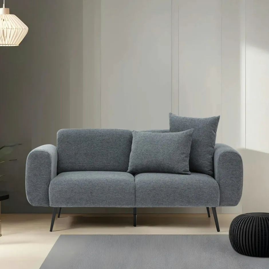 YOKOH Canapés En Tissu|Canapés D'Angle|Canapé d'angle gris clair pieds métal (côté gauche)