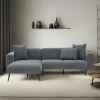 YOKOH Canapés En Tissu|Canapés D'Angle|Canapé d'angle gris foncé pieds métal (côté gauche)