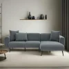 YOKOH Canapés En Tissu|Canapés D'Angle|Canapé d'angle gris foncé pieds métal (côté droit)