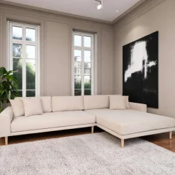 AMSTERDAM Canapés Marron|Canapés 3 Places|Canapé d'angle marron - pieds noirs, côté droit