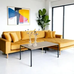 AMSTERDAM Canapés En Tissu|Canapés 3 Places|Canapé d'angle moutarde en velours - côté droit,