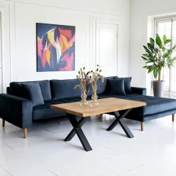 AMSTERDAM Canapés En Tissu|Canapés 3 Places|Canapé d'angle moutarde en velours - côté droit,