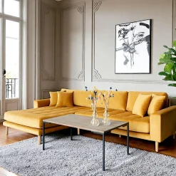 AMSTERDAM Canapés 3 Places|Canapés D'Angle|Canapé d'angle moutarde en velours - côté gauche,