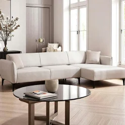 VILNIUS Canapés D'Angle|Canapés 3 Places|Canapé d'angle sable - couture déco, côté droit