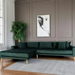 AMSTERDAM Canapés 3 Places|Canapés D'Angle|Canapé d'angle vert foncé en velours - côté gauche,