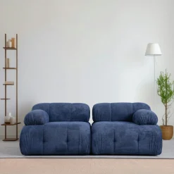 ICA Canapés En Tissu|Canapé modulable 2 places bleu, assise profonde 190 cm