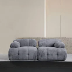 ICA Canapés En Tissu|Canapé modulable 2 places gris, assise profonde 190 cm