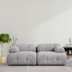 ICA Canapés En Tissu|Canapé modulable 2 places gris clair, assise profonde 190 cm