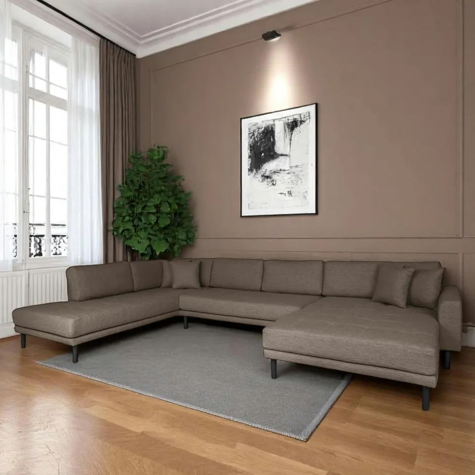 AMSTERDAM Canapés 3 Places|Canapés D'Angle|Canapé panoramique gris clair - côté droit, 370 cm