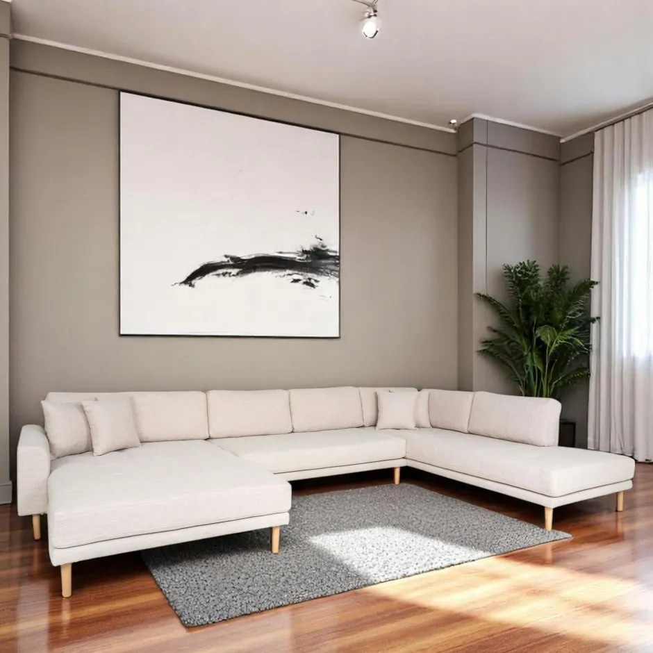 AMSTERDAM Canapés 3 Places|Canapés D'Angle|Canapé panoramique gris clair - côté droit, 370 cm