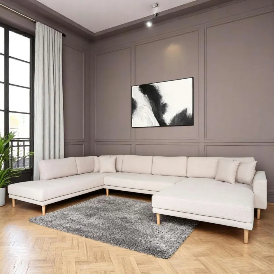 AMSTERDAM Canapés 3 Places|Canapés D'Angle|Canapé panoramique gris clair - côté droit, 370 cm