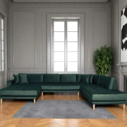 AMSTERDAM Canapés En Tissu|Canapés 3 Places|Canapé panoramique vert foncé - côté gauche