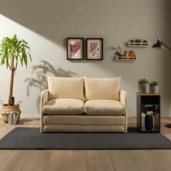 ORURO Canapés En Tissu|Canapé-lit d'appoint en tissu crème, 2 personnes