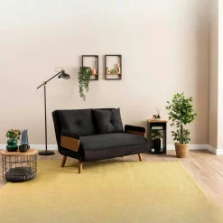 LOJA Canapés En Tissu|Canapé-lit d'appoint en velours gris, 2 places