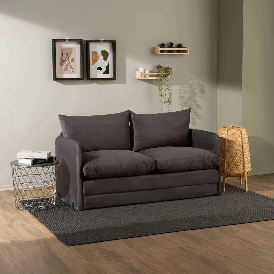 ORURO Canapés En Tissu|Canapé-lit en tissu gris, 2 personnes 140 cm
