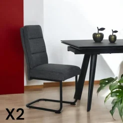 LOMBARDIE Chaises Velours|Chaises Contemporaines|Chaise à dossier haut en tissu gris (lot de 2)