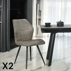 LOMBARDIE Meubles De Cuisine·Chaises|Chaises Contemporaines|Chaise anthracite motif damier (lot de 2)