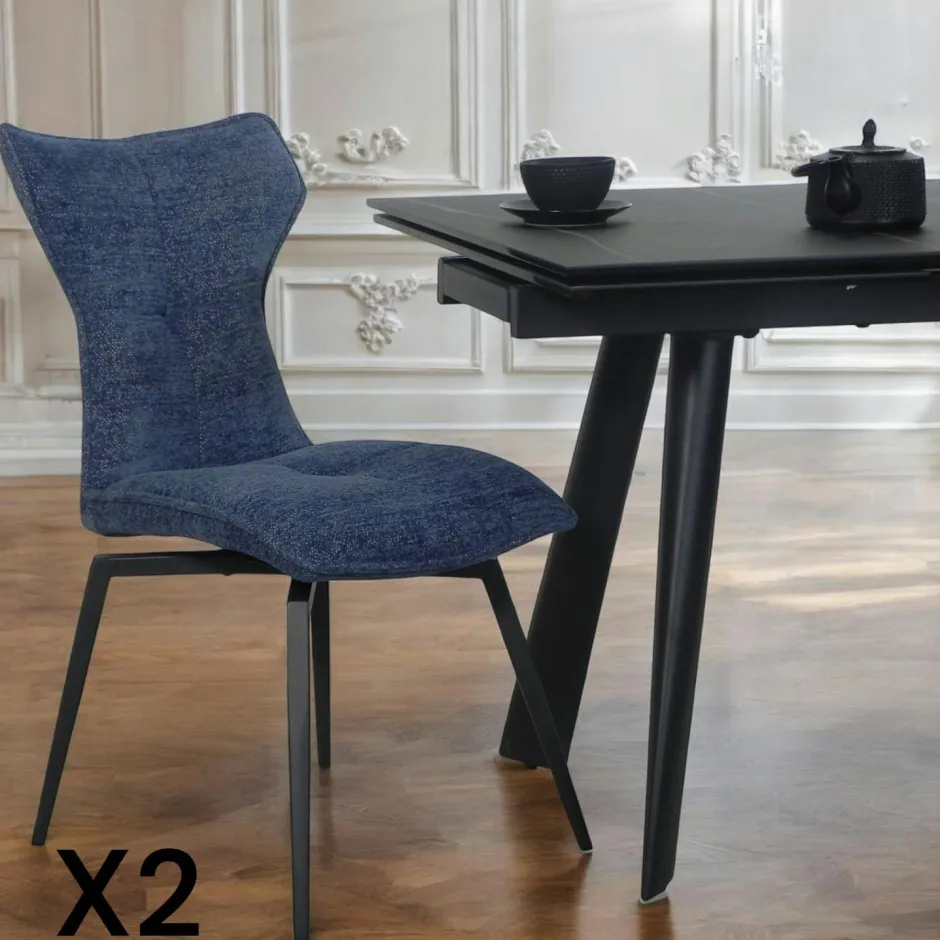 LOMBARDIE Meubles De Cuisine·Chaises|Chaises Velours|Chaise anthracite pivotante en velours avec passepoil (lot de 2)
