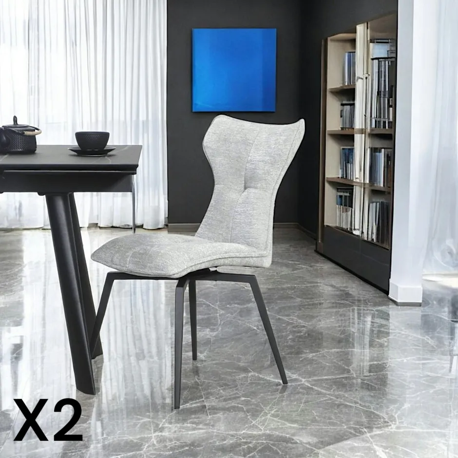 LOMBARDIE Meubles De Cuisine·Chaises|Chaises Velours|Chaise anthracite pivotante en velours avec passepoil (lot de 2)