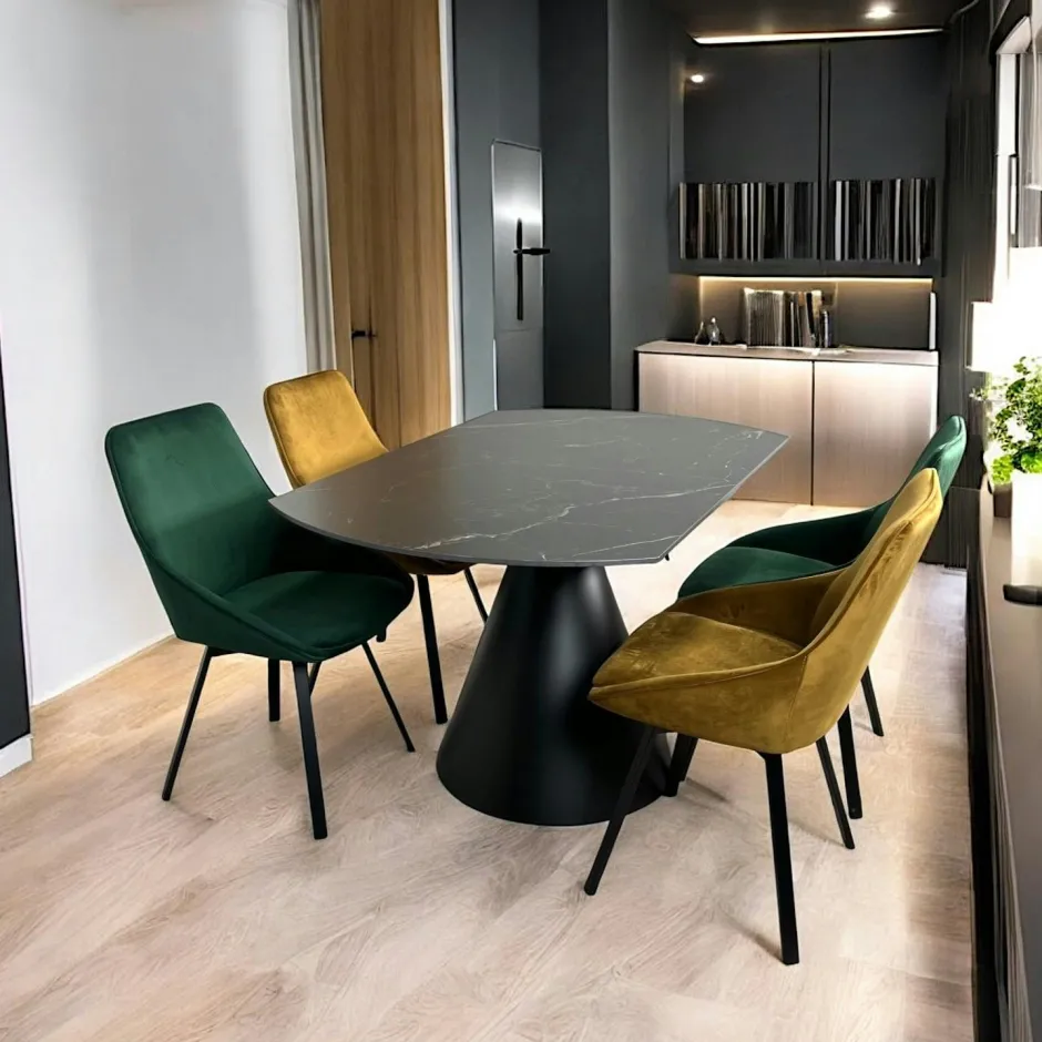 LOMBARDIE Meubles De Cuisine·Chaises|Chaises Velours|Chaise anthracite pivotante en velours avec passepoil (lot de 2)