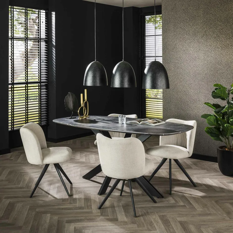 LOMBARDIE Meubles De Cuisine·Chaises|Chaises Velours|Chaise anthracite pivotante en velours avec passepoil (lot de 2)