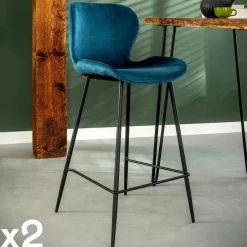 Melbourne Tabourets De Bar En Velours|Chaise bar en velours doré (lot de 2)