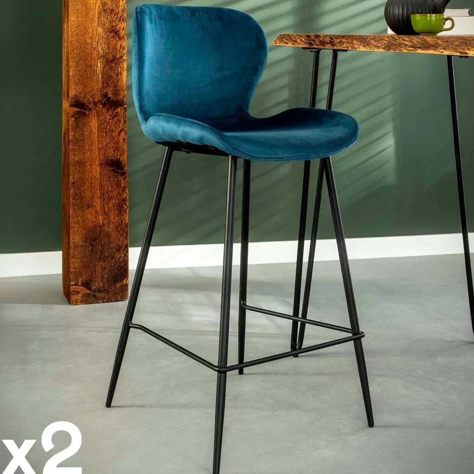 Melbourne Tabourets De Bar En Velours|Chaise bar en velours doré (lot de 2)