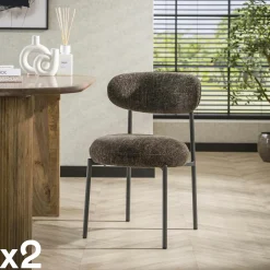 CREEK Meubles De Cuisine·Chaises|Chaises Capitonnées|Chaise beige sable moderne en velours tissé (lot de 2)