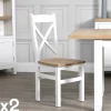 NAXOS Chaises En Bois|Meubles De Cuisine·Chaises|Chaise blanche assise bois dossier croisé en chêne (lot de 2)